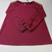 Love & Love LT10707 Women's Red Long Sleeve Shirt Rear Zip Shirt Size Small image 14