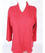 Liz Claiborne Petite Women&#39;s Shirt Size PL Long Sleeve Red 100% Cotton - $12.19