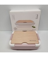 Pink Plastic Wooden Style 4 Lock Lunch Box With Utensils &amp; Accessories! ... - $24.65