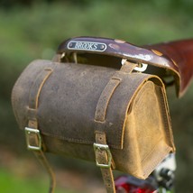 London Craftwork Classic Square Saddle/Handlebar Bag Genuine Leather Vin... - $40.84
