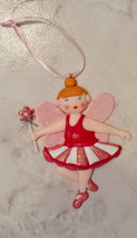 Pink And Red Glitter Ballerina Fairy Princess Christmas Ornament Decoration - £7.18 GBP