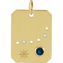 Authenticity Guarantee 
14k Yellow Gold Capricorn Zodiac Constellation Blue S... - £446.83 GBP