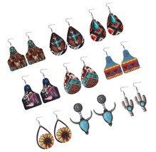Western Earrings for Women Leather Cowgirl Cowboy Turquoise - £40.34 GBP