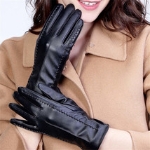 Women Lined Black Leather Gloves - $48.00