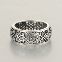925 Sterling Silver Intricate Lattice Ring with Clear Zirconia For Women  - £15.97 GBP