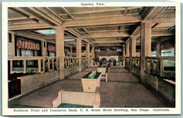 Interior View Southern Trust &amp; Commerce Bank San Diego CA UNP WB Postcard J10 - $4.42