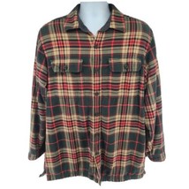 LL Bean Plaid Fleece Lined Flannel Shirt Mens Size M 250393 Brown - £30.25 GBP