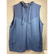 Vrst Golf Zip Hoodie Vest Indigo Blue Sleeveless Jacket Mens Size Large - $549.22 MXN