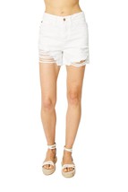 Judy Blue high waist rigid magic destroy short in White Denim - £33.63 GBP