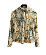 Laura Ashley Pullover Womens L UPF 50 Yellow Roses Floral 1/4 Zip Top Ou... - $48.18 CAD