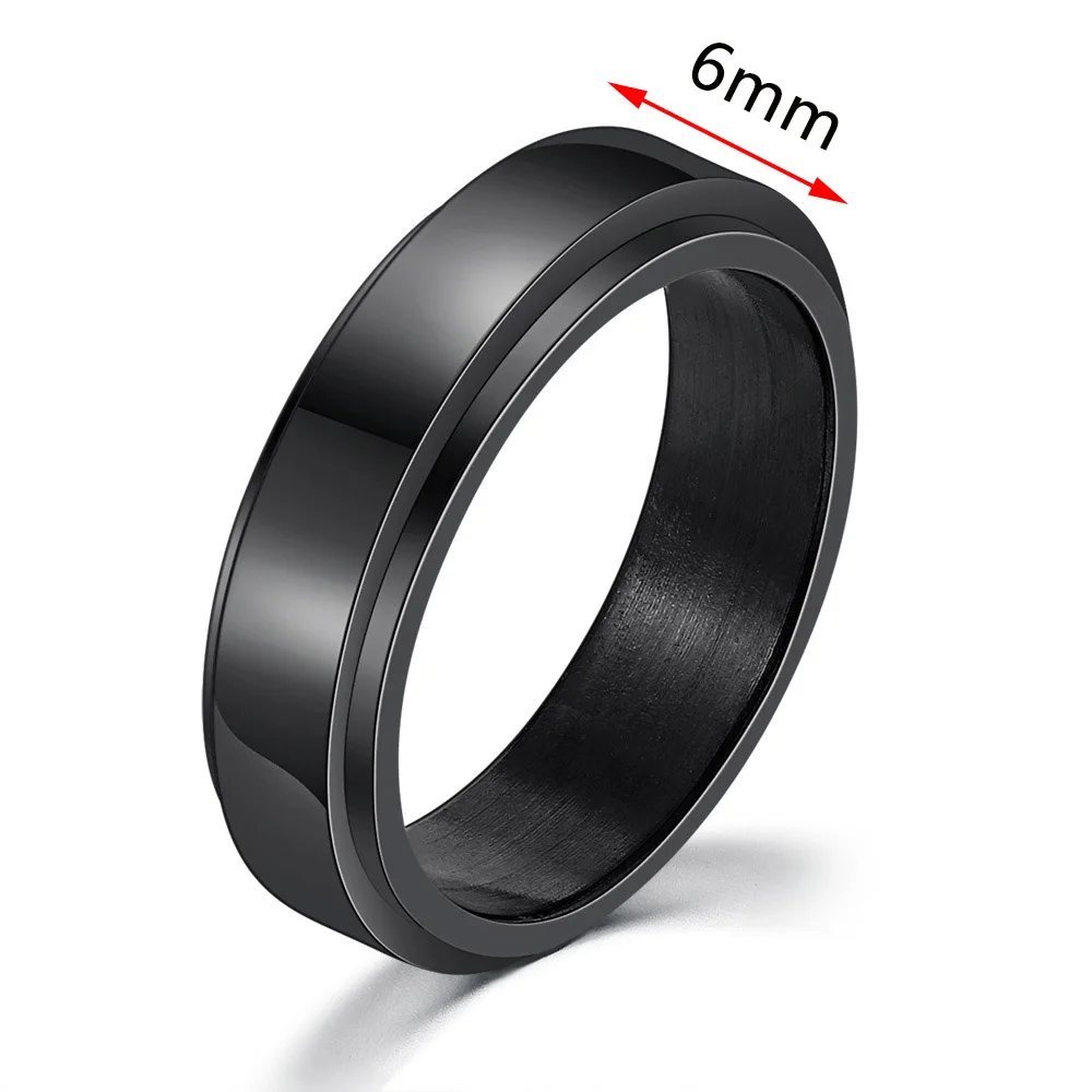 Fidget Spinner Rings for Men Male Black Stainless Steel Spinning Rotate Ring for - £13.78 GBP