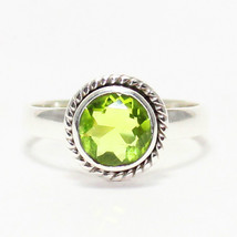 925 Sterlingsilber Peridot Ring Handmade Schmuck Geburtsstein Edelstein-Ring - £28.88 GBP