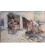Ugo Mario – Rustic Village Scene – Original Watercolor (c.1930s–50s) - $290.00