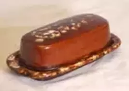 Art Pottery Brown Drip Covered Butter Dish Unknown Maker - $36.99