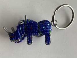 KEY RING - WIRE AND BEAD RHINO - $2.80