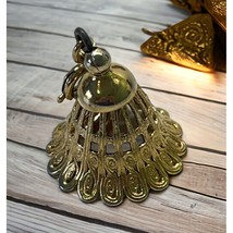Vintage Monet Charm Christmas Bell Gold Tone Filigree for Bracelet - £7.97 GBP