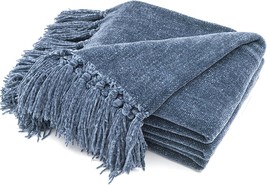 Recyco Throw Blanket (Dusty Blue, 50&quot; X 60&quot;) Soft Cozy Chenille Throw Blanket - £35.08 GBP