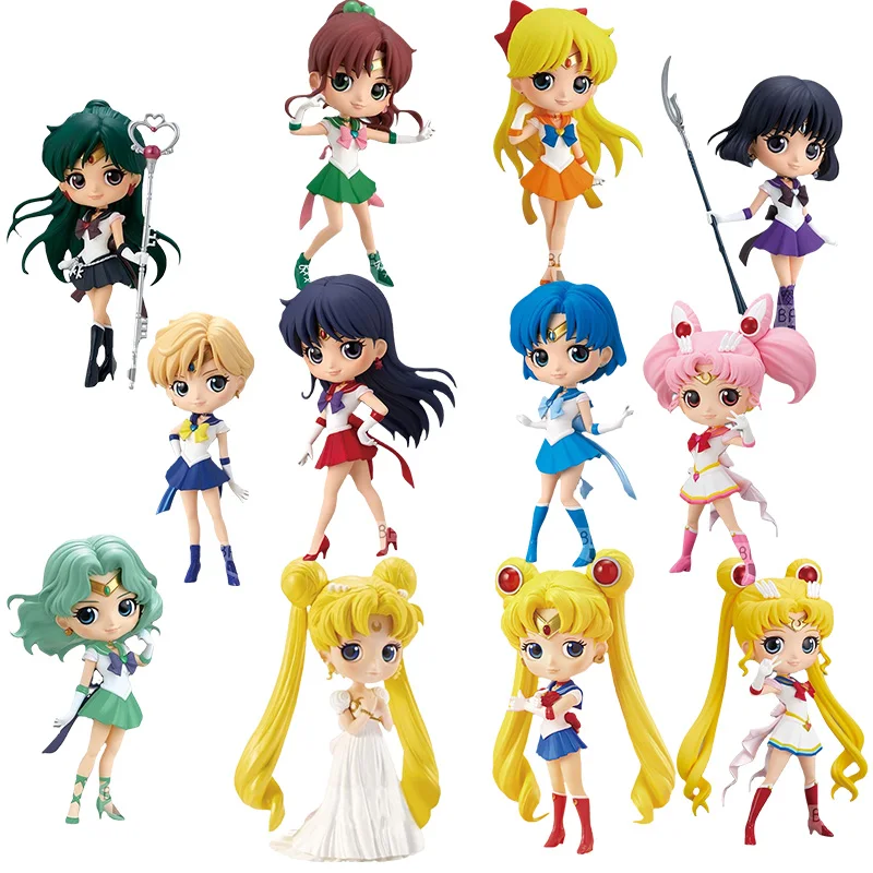Bandai Sailor Moon Anime Figure Qposket Chibiusa Hino Rei Mizuno Ami Genuine - £50.58 GBP+