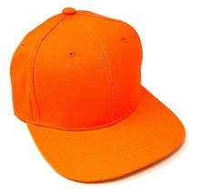 Solid Neon Bright Orange Adjustable Flat Bill Blank Plain Snapback Hat Cap RETR0 - £8.99 GBP