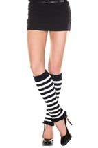 Black White Striped Furry Knee Highs Fuzzy Leg Warmers Dancer Ballet Old School - £7.04 GBP