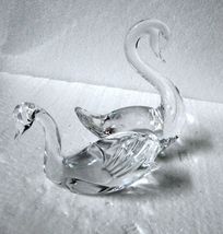 Two Small Crystal Glass Swans Lenox &amp; Other  - $12.95