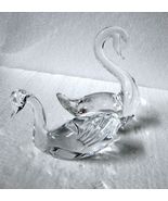 Two Small Crystal Glass Swans Lenox &amp; Other  - £10.35 GBP