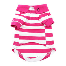 Striped Pink Yarrow and White 100% Cotton Polo Shirt -Sizes XL and 3XL  - $266.36 MXN