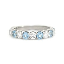 Authenticity Guarantee 
Blue Topaz Diamond Gemstone Wedding Band Ring 14K Whi... - £1,599.66 GBP