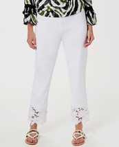 Dennis Basso slim leg white petite Ankle Pants w/lace size XLP New A350770 - £15.78 GBP