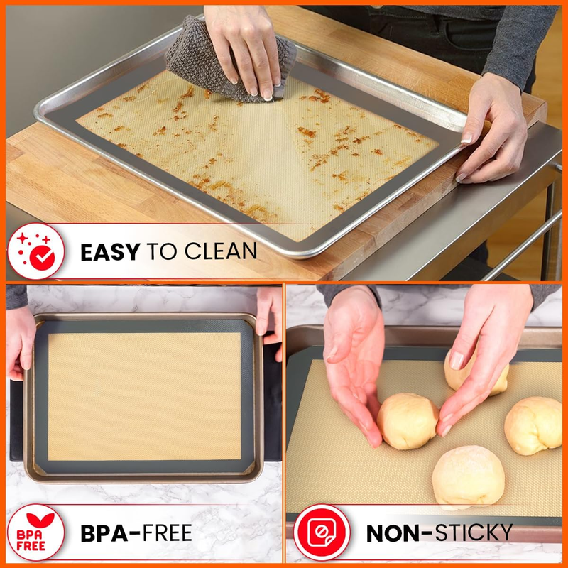 Silicone Baking Mats Half Sheet Non Stick for Oven Reusable 4 Pack - Thick Heavy Item image 4