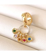 925 Silver and14K Gold Plated  Marvel The Avengers Infinity Stones Dangl... - $15.90