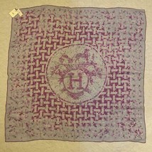 Hermes Scarf Mosaique Au 24 Chiffon silk mousseline 90 cm purple muslin 35&quot; - £659.72 GBP