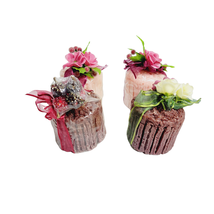 Candle Cakes 4 Piece Set Chocolate &amp; Strawberry Vanilla Floral Toppers Gift - £15.61 GBP