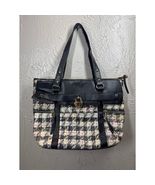 Vintage Y2k Juicy Couture Tote Large Tweed Wax Coated Handbag Vegan Leather - $20.97