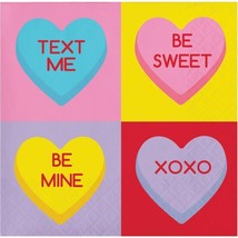 Candy Hearts Valentine Beverage Napkins 16 Pack Valentines Day Decorations - £11.09 GBP