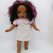 African American Baby Doll Pink &amp; Black Hair Floral Dress 12&quot; 2019 - $120.88 MXN