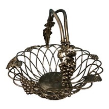 Vintage Godinger Woven Silverplate Basket Grapes &amp; Leaves Design, Movabl... - $19.79