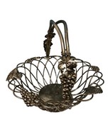 Vintage Godinger Woven Silverplate Basket Grapes &amp; Leaves Design, Movabl... - £15.57 GBP