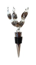 White and Silver Glass Metal Beaded 5 Inch Wine Bottle Stopper Boxed Top... - $3.91