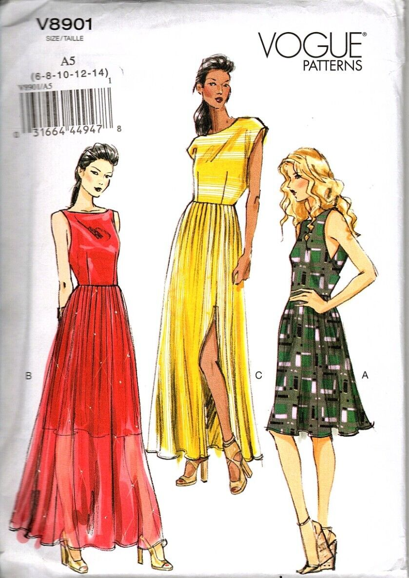 Very Easy Vogue V8901 Misses Lined Dress Size 6 to 14 Uncut Sewing Pattern - £14.78 GBP