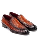 Paul Parkman Mens Shoes Brown Loafers Leather Ostrich Upper Handmade 739... - $14,461.81 MXN