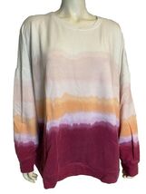 Athleta White, Pink, Orange Tie Dye Round Neck  LS French Terry Sweatshi... - $23.74