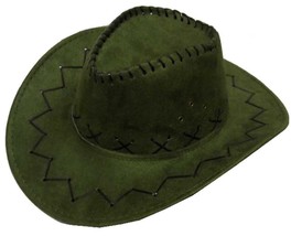 OLIVE GREEN COLOR SOFT LEATHER STYLE WESTERN COWBOY HAT cowgirl unisex H... - $12.30