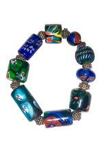 Beautiful Vintage Venetian Style Old African Glass Beads Stretch Bracelet - $28.47