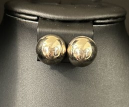 Vintage Bergere Smooth Silver Tone Round Domed Clip On Fashion Earrings ... - $8.59