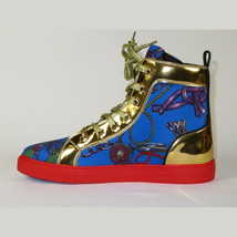 Mens High Top Shoes FIESSO by AURELIO GARCIA Chain Medusa Celebrity 2421 Blue image 5