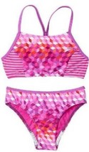 Girls Swimsuit Speedo Racerback Bikini 2 Pc Pink Geometric Bathing Suit ... - $20.79