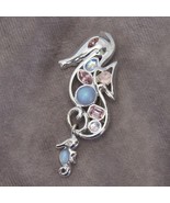 Monet Silvertone Seahorse W/Dangling Baby Brooch Pin Estate Jewelry  1&quot; ... - €11,00 EUR