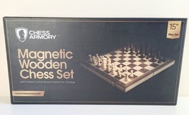Chess Armory Magnetic 15&quot; Wooden Chess Set Maple &amp; Walnut board In Original Box - £23.59 GBP