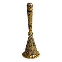 Cloisonne Tall Thin Bell 6&quot; Decorative Floral Enamel Vintage Gold Gilt D... - $21.49